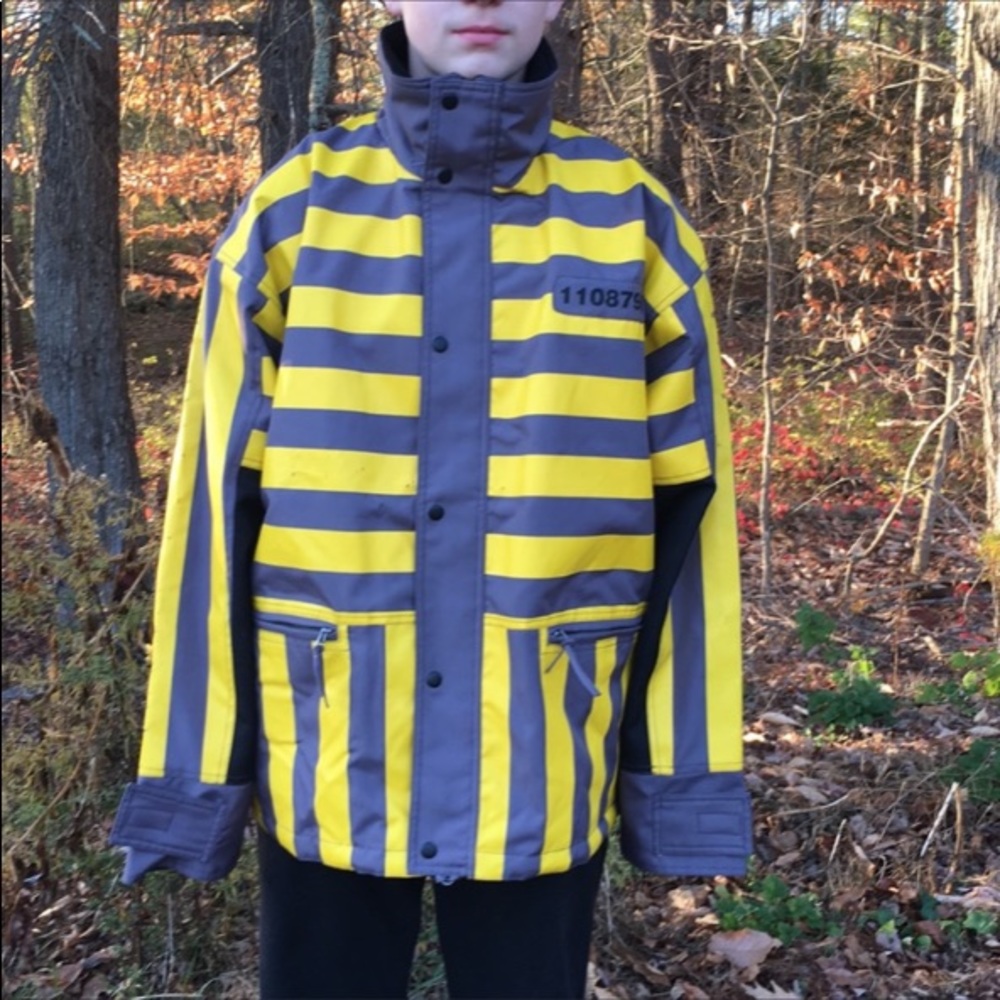 Badd Company unique prison stripe water resistant jacket M